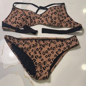 Calzedonia Colbey Leopard Print Bikini Set in Tan and Black